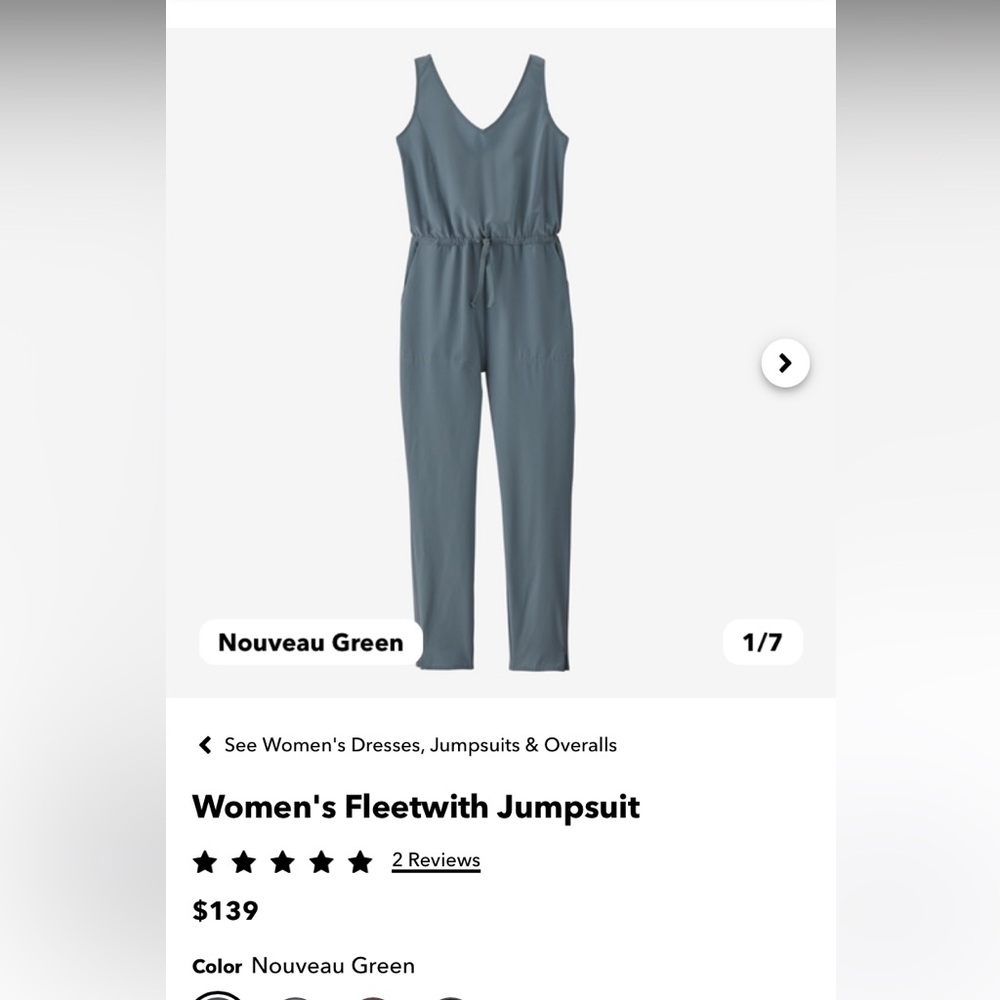 Patagonia Fleetwith Romper in Nouveau Green M